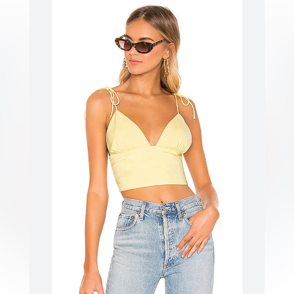 Super down Petunia revolve halter tie strap top in yellow size: XS NWOT